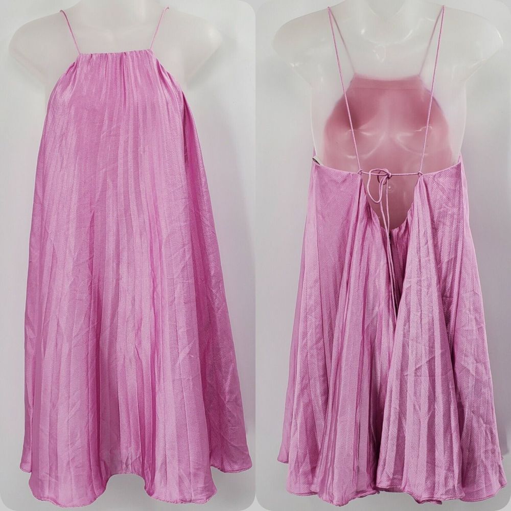 ML Monique Lhuillier Anthropologie Lilac Pleated‎ Halter Mini Dress Size 8